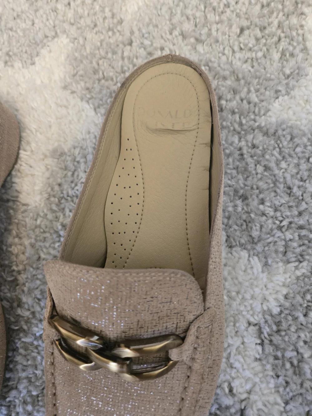 Donald J. Pliner Women's Tan Metallic Loafer Mules with Gold Bit